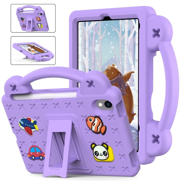 Kids Case for iPad Mini 5/4/3/2/1,Cute Kids Kawaii Cover 3D Cartoon Handle & Stand Soft Silicone Shockproof Lightweight Rugged Case for iPad 5th/4th/3rd/2nd/1st Generation,Lightpurple