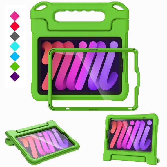 Kids Case for iPad Mini 7&6 Generation 8.3-inch 2024/2021 Release, with Built-in Screen Protector, Shockproof Lightweight Handle Stand Case for iPad Mini 8.3" Latest Cover