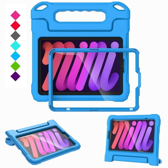 Kids Case for iPad Mini 7 (A17 Pro) 2024 & iPad Mini 6 (A15) 2021, 8.3-inch iPad Mini 6th/7th Generation Case with Screen Protector, Durable Shockproof Handle Stand Case for iPad Mini 8.3" Cover