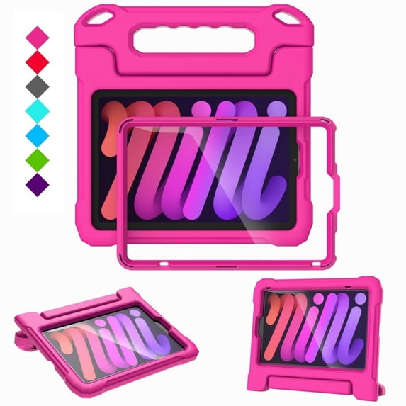 Kids Case for iPad Mini 7 (A17 Pro) 2024 & iPad Mini 6 (A15) 2021, 8.3-inch iPad Mini 6th/7th Generation Case with Screen Protector, Durable Shockproof Handle Stand Case for iPad Mini 8.3" Cover