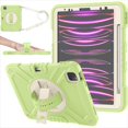 thumbnail image 1 of Kids Case for iPad Pro 11 Inch (2022/2021/2020/2018 Model), iPad Air 5/4 (10.9-Inch), Military Grade Shockproof Rugged Protective Cover with Built-in Stand/Pencil Holder Shoulder Strap, Green White, 1 of 12