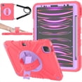 thumbnail image 1 of Kids Case for iPad Pro 11 Inch (2022/2021/2020/2018 Model), iPad Air 5/4 (10.9-Inch), Military Grade Shockproof Rugged Protective Cover with Built-in Stand/Pencil Holder Shoulder Strap, Red Purple, 1 of 12