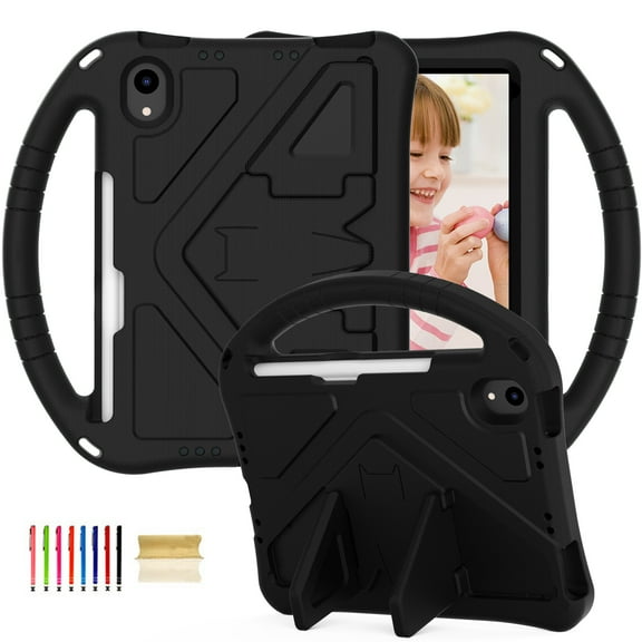 Kids Case for iPad mini 6th Gen 8.3" 2021 with Kickstand/Handle Stand Lightweight Soft EVA Foam Shockproof Silicone Cover Boy Girl for iPad mini 6th Gen 8.3" 2021, Black