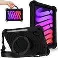 thumbnail image 1 of Kids Case for iPad mini 6th Gen 8.3" 2021 with Pencil Holder/Multi-Function Kickstand-Handle/Shoulder Strap, Protection Duty Shockproof Silicone Cover for iPad mini 6th Gen 8.3" 2021,Black, 1 of 7