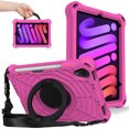 thumbnail image 1 of Kids Case for iPad mini 6th Gen 8.3" 2021 with Pencil Holder/Multi-Function Kickstand-Handle/Shoulder Strap, Protection Duty Shockproof Silicone Cover for iPad mini 6th Gen 8.3" 2021,Rose, 1 of 7