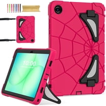 Kids Cases for Samsung Galaxy Tab A11 11.0" 2025 SM-X133 / SM-X135 with Sturdy Kickstands & Crossbody Strap, Heavy Duty Shockproof Case for Kids Children Boys Girls for A11, Rose Black