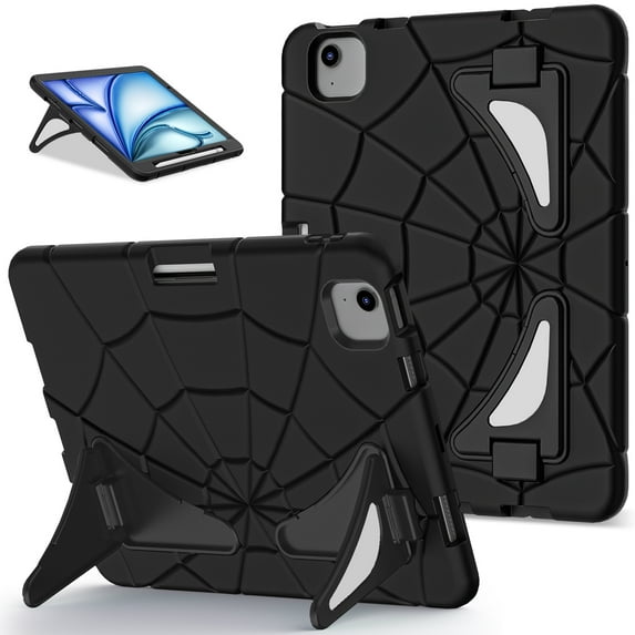 Kids Cases for iPad Air 11 Inch 2024 Case, for iPad Air 11 Inch 2024 Case with Sturdy Kickstands, Heavy Duty Shockproof case for Kids Children Boys Girls for iPad Air 11 Inch 2024, Black