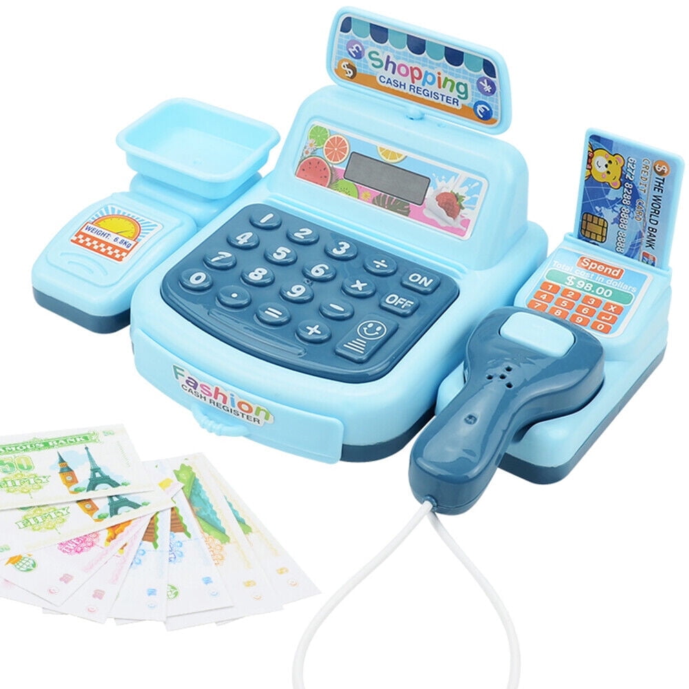 JAHY2TECH Kids Cash Register Toy Grocery Store Scanner Pretend Play Kids Grocery Store Playset with Cash Register Cashier