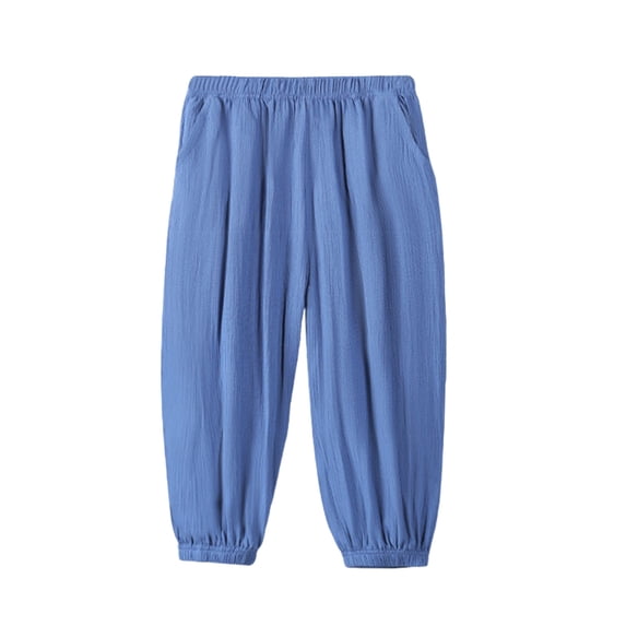 Kids Casual Active Joggers Elastic Waist Pants Blue Classic Casual Pants for Boys Summer Pants Sweatpants 6-7 Years