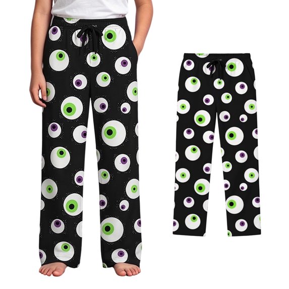 Kids Casual Elastic Waist Drawstring Pants Cute Print Pajama Pants Cosplay Girls Halloween Outfits Size 5-16 Years