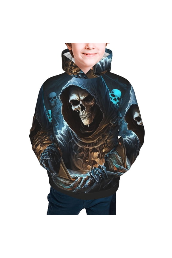 Kids Casual Hoodie for Children Hooded Sweatshirts, Skull Funny Grim Reaper Play Games
