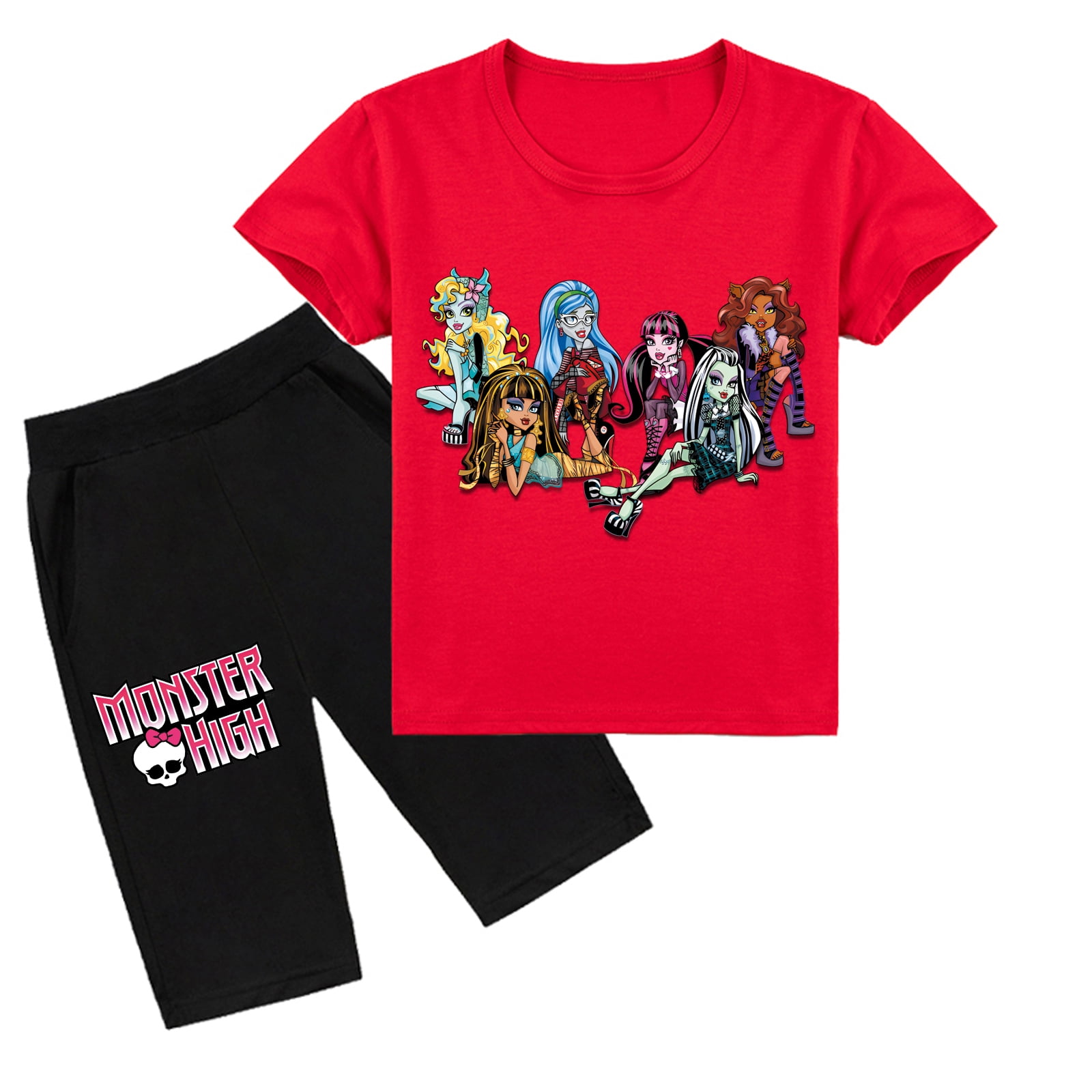 Kids Casual Monster High Print Soft Cotton Tee and Short Trousers ...
