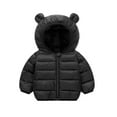 thumbnail image 1 of Kids Casual Puffer Jacket Quilted Full Zip Up Long Sleeve Coat with Bear Hoods Solid Color Warm Winter Outerwear 1-7 Years, 1 of 4