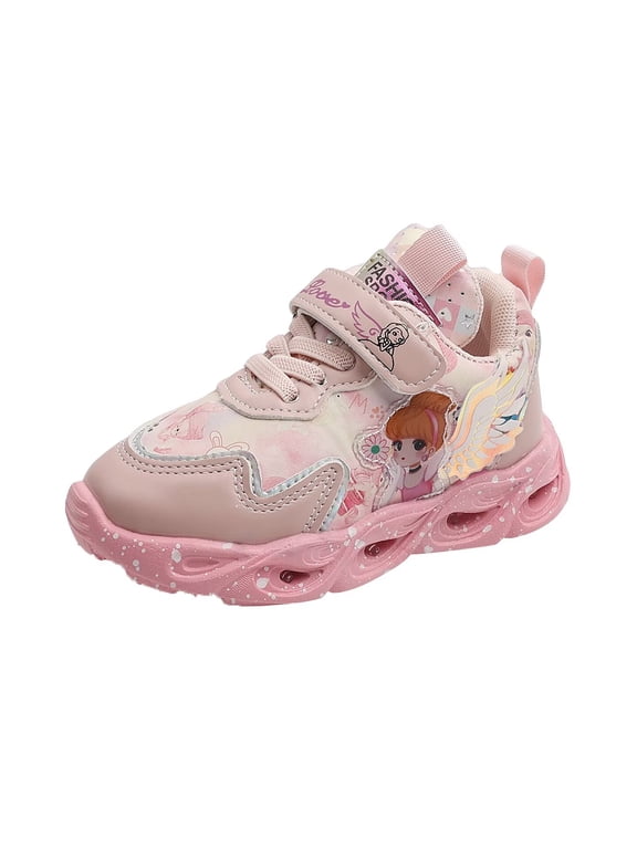 Kids Casual Shoes Girls Cartoon Breathable Non-Slip LED Light Sneakers Unisex Luminous Sneakers for Girls Sport Running Shoes Girl Birthday Present Comfortable & Playful Kids Shoes