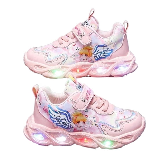 Kids Casual Shoes Girls Cartoon Breathable Non-Slip LED Light Sneakers Unisex Luminous Sneakers for Girls Sport Running Shoes Girl Birthday Present Comfortable & Playful Kids Shoes
