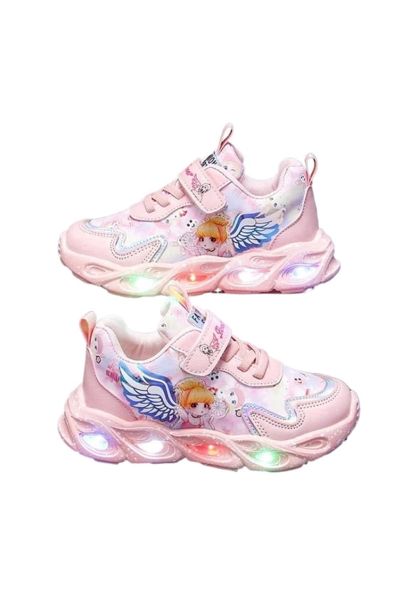 Kids Casual Shoes Girls Cartoon Breathable Non-Slip LED Light Sneakers Unisex Luminous Sneakers for Girls Sport Running Shoes Girl Birthday Present Comfortable & Playful Kids Shoes