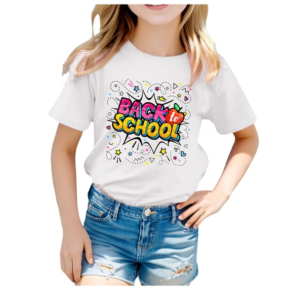 Kids Casual Short Sleeve Crew Neck T-Shirt, Soft Breathable Cotton Basic Daily Tops, Relaxed Fit Lightweight Summer Tees for Boys Girls Back To School Outdoor Daily Wear