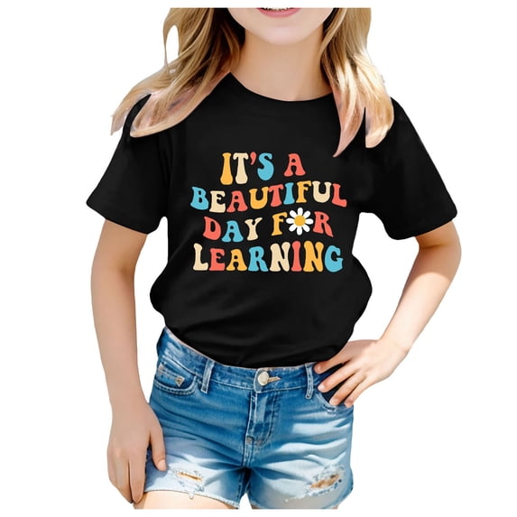 Kids Casual Short Sleeve Crew Neck T-Shirt, Soft Breathable Cotton Basic Daily Tops, Relaxed Fit Lightweight Summer Tees for Boys Girls Back To School Outdoor Daily Wear