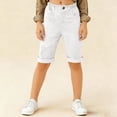 thumbnail image 1 of Kids Casual Solid Color Knee-Length Shorts, Elastic Waist Rolled Hem Bermuda Pants for Everyday Wear and Holiday Trips White 120, 1 of 5