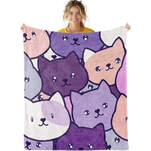 Kids Cat Blanket - Cat Throw Blanket Cat Blanket for Girls Boys Room Toddler Present Blanket Christmas Halloween Valentine''s Day Easter Teenager Child Gift, 50" X 60"