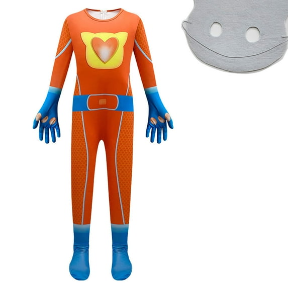 Kids Cat Cosplay Jumpsuit w/Mask Halloween Outfit Dress Up