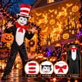 thumbnail image 1 of Kids Cat Hat Costume Scary Creepy Realistic Jumpsuit Mask Boys Girls Piece Creepy Jumpsuit with Face Mask Red Striped Hat & Bow Tie Halloween Party Cosplay-2, 1 of 6