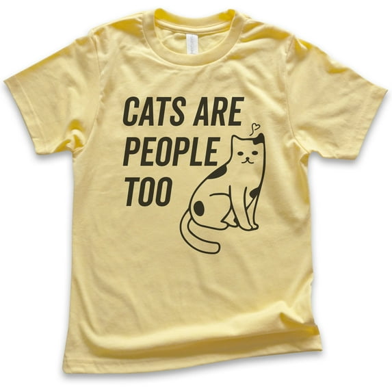 Kids Cats Are People Too Shirt, Youth Kids Boy Girl T-Shirt, Cat T-shirt, Kitten Shirt, Cat Lover Shirt, Yellow, Large