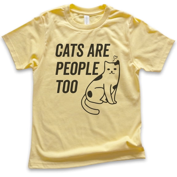 Kids Cats Are People Too Shirt, Youth Kids Boy Girl T-Shirt, Cat T-shirt, Kitten Shirt, Cat Lover Shirt, Yellow, X-Small