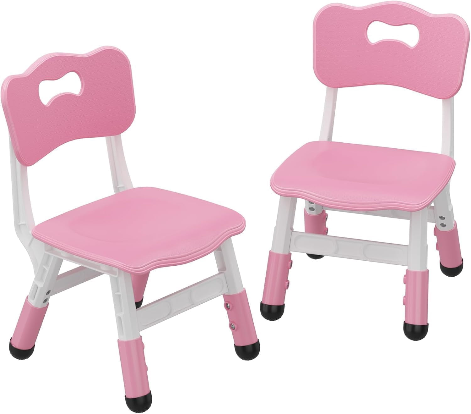 Kids Chair 2 Pack, 3 Levels Height Adjustable Kid Chair, Plastic Toddler Chairs for Children Boys Girls Age 2-6, Suitable for Indoor Use, Home, Family, Classroom, Nursery, Pink
