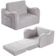 thumbnail image 1 of Kids Chairs for Toddler, 2-in-1 Toddler Soft Sherpa Couch Fold Out, Convertible Sofa to Lounger for Girls and Boys, Grey, 1 of 8