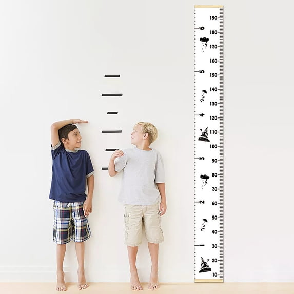 Kids Chart Wall Hanging Ruler, Scandinavian Minimalist Canvas Height Chart for Nursery & Kids Room Decor (200 x 20 cm)