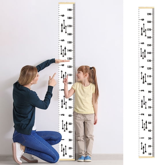 Kids Chart Wall Hanging Ruler, Scandinavian Minimalist Canvas Height Chart for Nursery & Kids Room Decor (200 x 20 cm)
