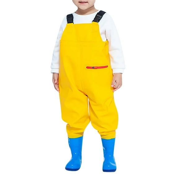 Kids Chest Wader with Non-Slip Boots,Youth Fishing Hunting Waterproof Waiters, Kid Boys Girls Breathable Waders Yellow