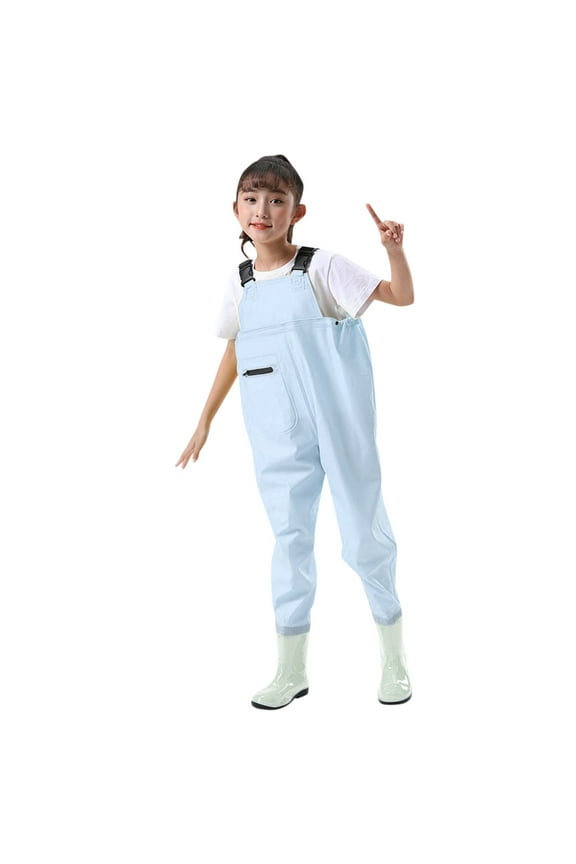 Kids Chest Waders Youth Fishing Waders For Toddler Children Water Proof & Fishing Waders With Boots Light Blue 34(12 Years-13 Years)