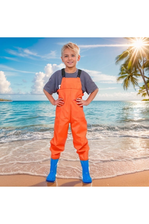 Kids Boys Girls Chest Waders Youth Fishing Waders with Pocket for Toddler Children Water Proof & Fishing Waders with Boots 2T