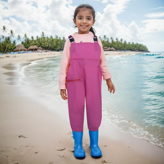 Kids Chest Waders for Boys Girls Youth Fishing Waders Waterproof Unisex Waders with Rain Boots Waders Kids for Boys Girls 8-9