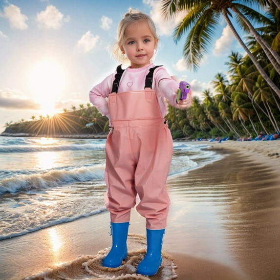 Kids Chest Waders for Boys Youth Fishing Waders for Toddler Children Water Proof Unisex Waders with Rain Boots Kid Waders Size 9-10