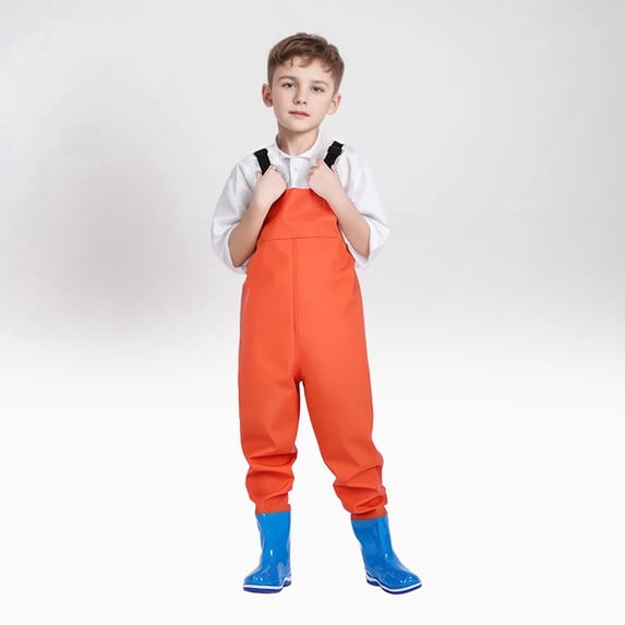 Kids Chest Waders with Boots, Youth Waterproof Wader, PVC Waders for Toddler Children with Reflect Safety Band