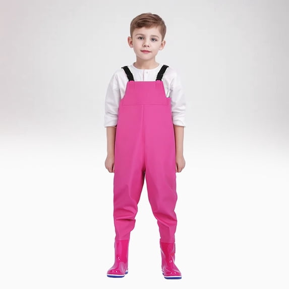 Kids Chest Waders with Boots, Youth Waterproof Wader, PVC Waders for Toddler Children with Reflect Safety Band