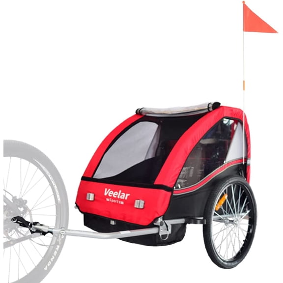 Kids, Child Bicycle Carrier,Veelar Sports Bike Trailer Double Seat for 1 or 2 Toddlers,