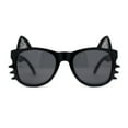 thumbnail image 1 of Kids Child Size Cat Eye Glitter Horn Rim Whiskers Plastic Sunglasses All Black, 1 of 4