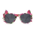 thumbnail image 1 of Kids Child Size Cat Eye Glitter Horn Rim Whiskers Plastic Sunglasses Dark Flower Pattern, 1 of 4