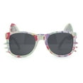 thumbnail image 1 of Kids Child Size Cat Eye Glitter Horn Rim Whiskers Plastic Sunglasses Light Flower Pattern, 1 of 4