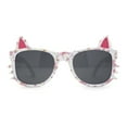 thumbnail image 1 of Kids Child Size Cat Eye Glitter Horn Rim Whiskers Plastic Sunglasses Small Ditsy Flower Pattern, 1 of 4