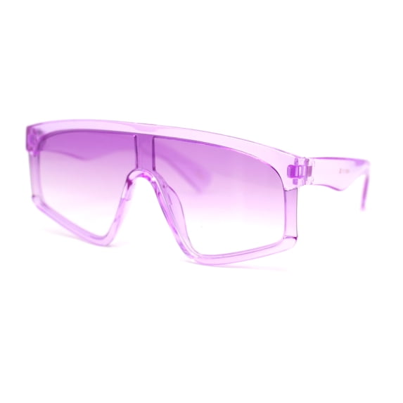 Kids Child Size Fashionable Flat Top Shield Plastic Pop Sunglasses Purple