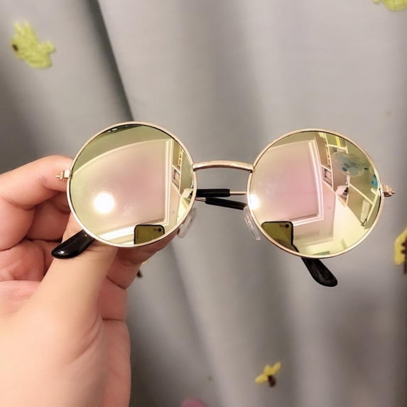 Kids Child Size Hippie Round Circle Lens Metal Sunglasses
