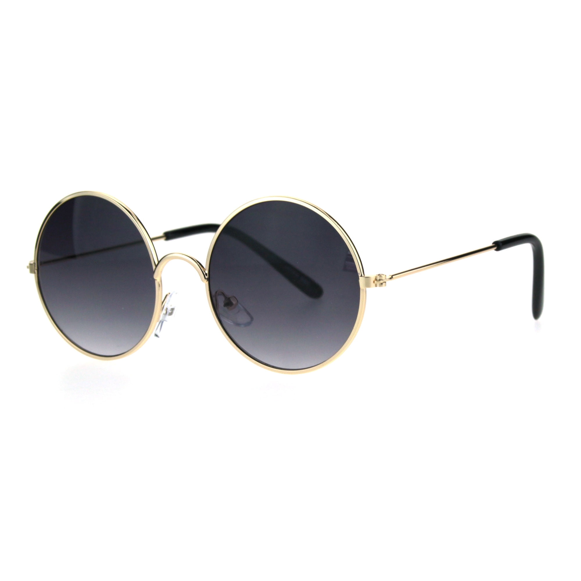 Round Black Metal Sunglasses with Gradient Smoke Lenses Hayes | Round Polarized Sunglasses for Men – WMP Eyewear main image 4