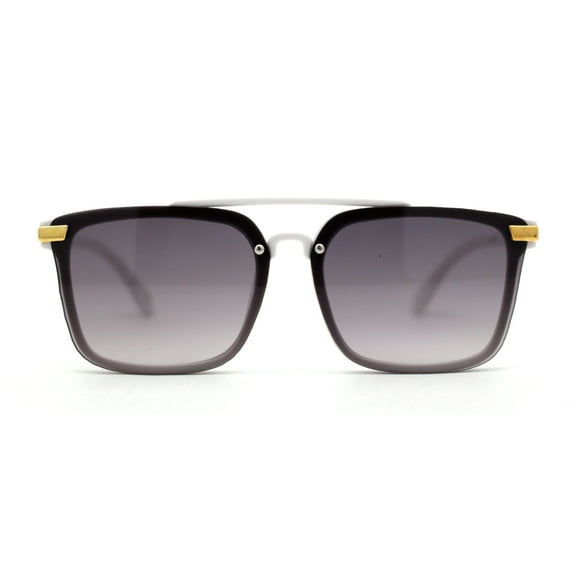 Kids Child Size Luxe Plastic Semi Rimless Rectangular Racer Sunglasses White Smoke