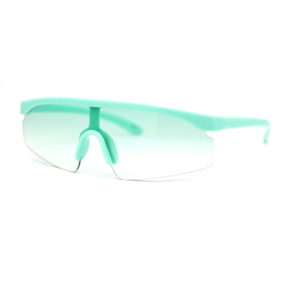 Kids Child Size Trendy Flat Top Shield Plastic Sport Sunglasses Mint