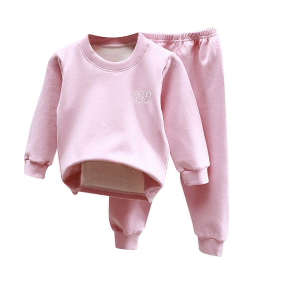 Kids Child Solid Color Tops Pants Outfits Set Boys Girls Long Sleeve Winter Cute Clothes Set Warm Sweatshirt Outfits
